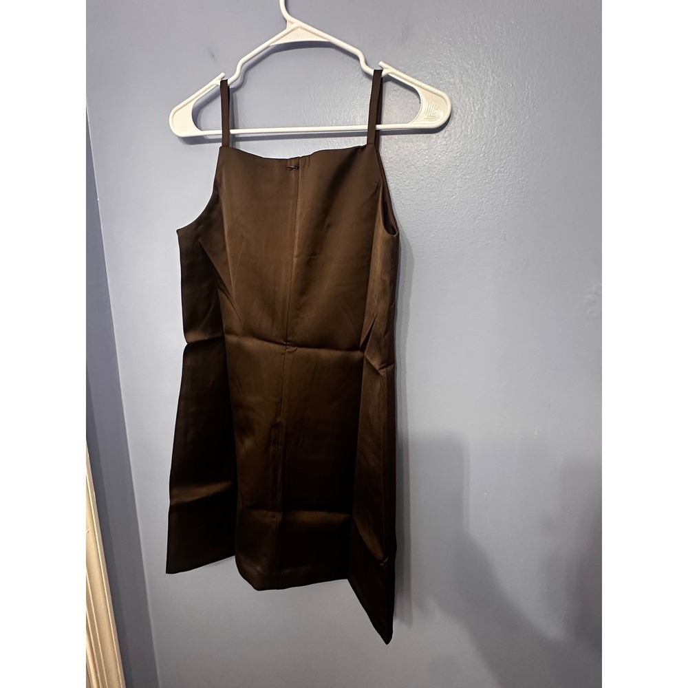 Tuckernuck Chocolate Satin Lara Dress Brown Square Neck Mini NYAP-12-D596-Brown - Picture 5 of 9